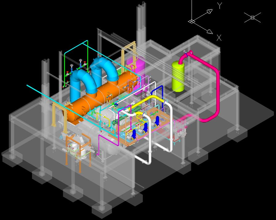 Exemple de conception 3D d'installation de pré-surgélation de légumes par le vide